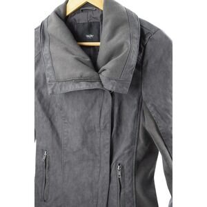 Mossimo Women's Gray Jacket Moto Biker Style Full‎ Zip Collared Size S